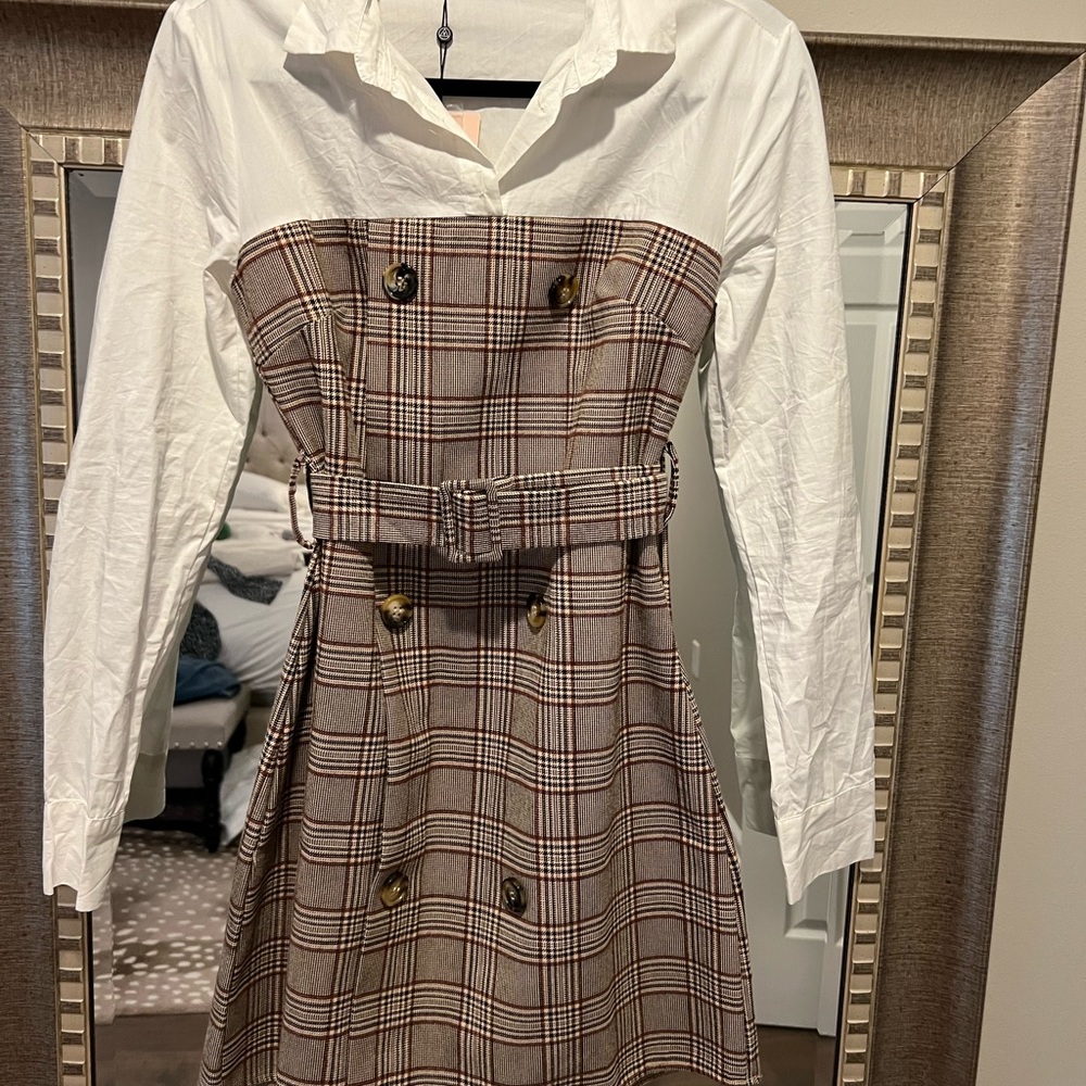 Layered blazer dress.